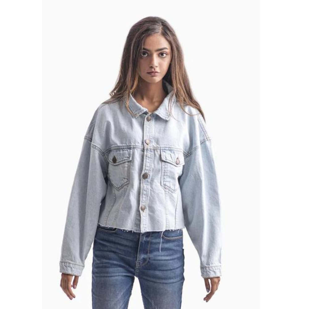 Loose Fit Cropped Denim Jacket - Misfit